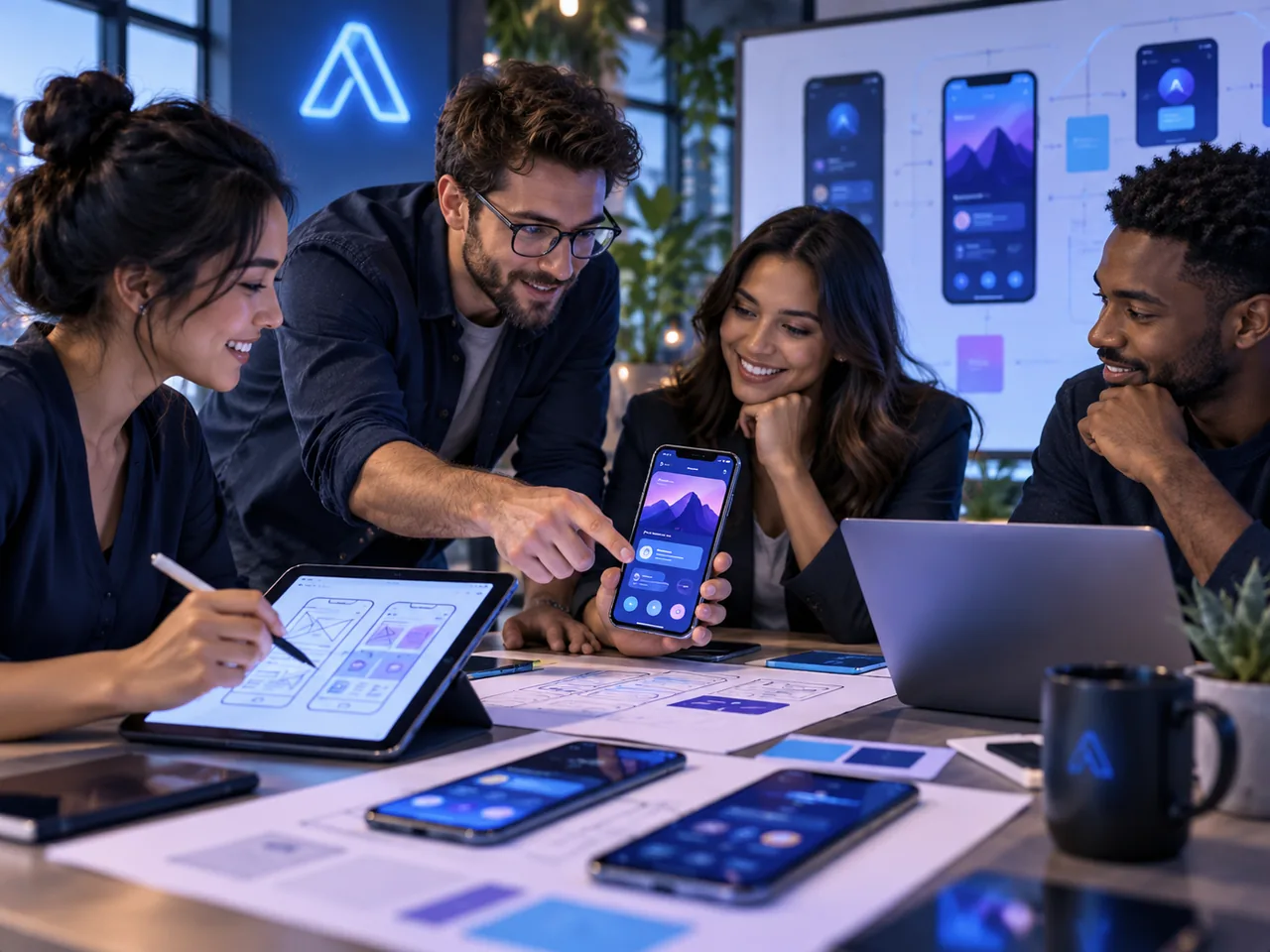 Equipo de tecnología colaborando con una cliente